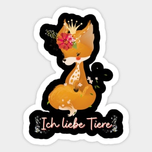 Fuchs Liebe Tiere Prinzessin Blumen Süß Sticker